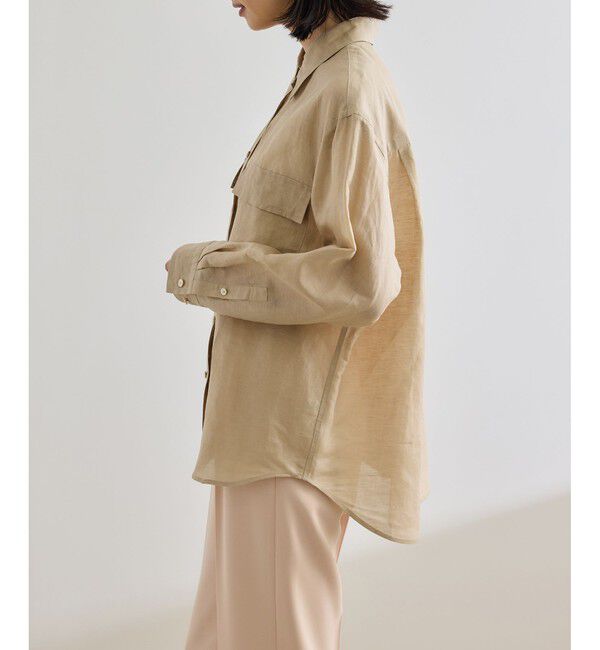 ROPE「ブライトリネン フラップシャツブラウス/洗える」|シャツ・ブラウス|