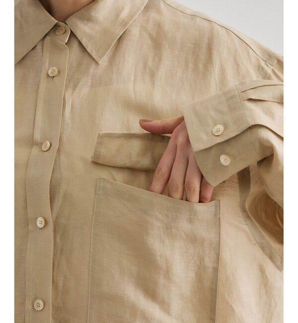 ROPE「ブライトリネン フラップシャツブラウス/洗える」|シャツ・ブラウス|