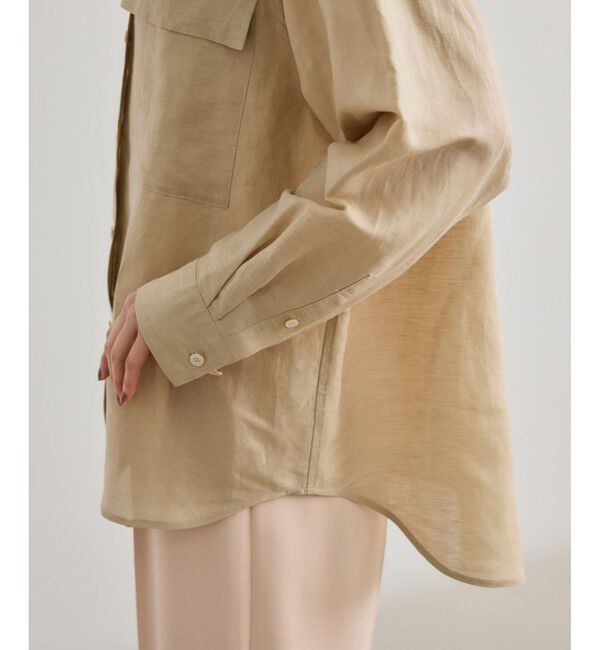 ROPE「ブライトリネン フラップシャツブラウス/洗える」|シャツ・ブラウス|