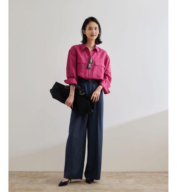 ROPE「ブライトリネン フラップシャツブラウス/洗える」|シャツ・ブラウス|