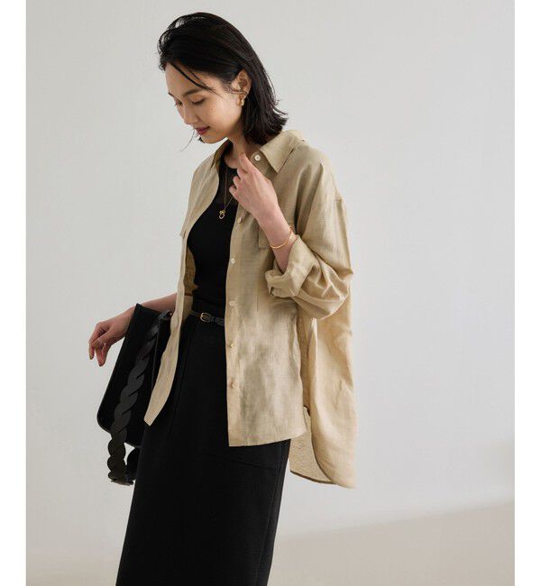 ROPE「ブライトリネン フラップシャツブラウス/洗える」|シャツ・ブラウス|