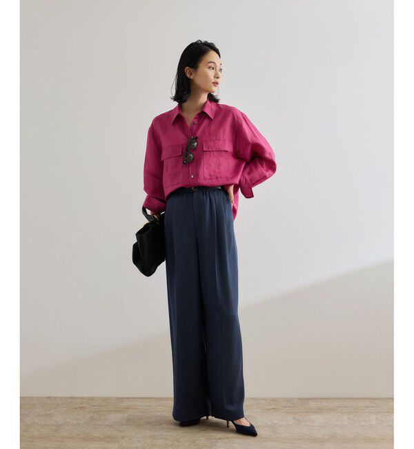 ROPE「ブライトリネン フラップシャツブラウス/洗える」|シャツ・ブラウス|