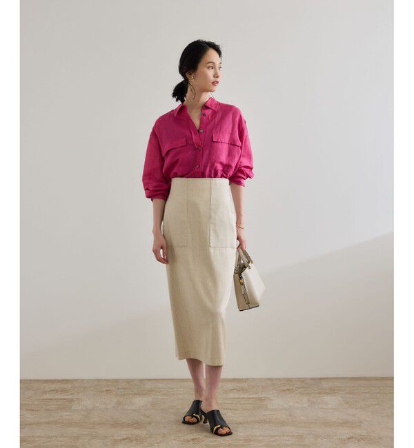 ROPE「ブライトリネン フラップシャツブラウス/洗える」|シャツ・ブラウス|