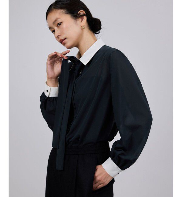 ROPE「シアートリコットボウタイシャツブラウス/イージーケア」|シャツ・ブラウス|