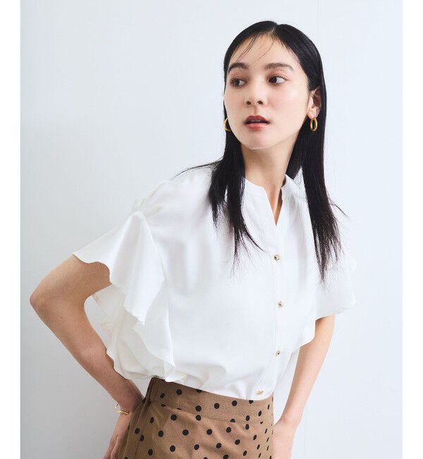 VIS「【WEB限定】フリルバンドカラースキッパーシャツ/通勤対応」|シャツ・ブラウス|