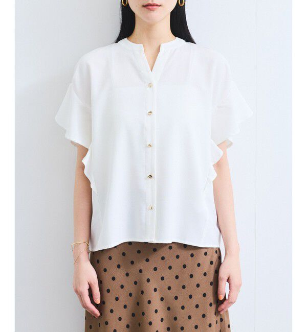VIS「【WEB限定】フリルバンドカラースキッパーシャツ/通勤対応」|シャツ・ブラウス|