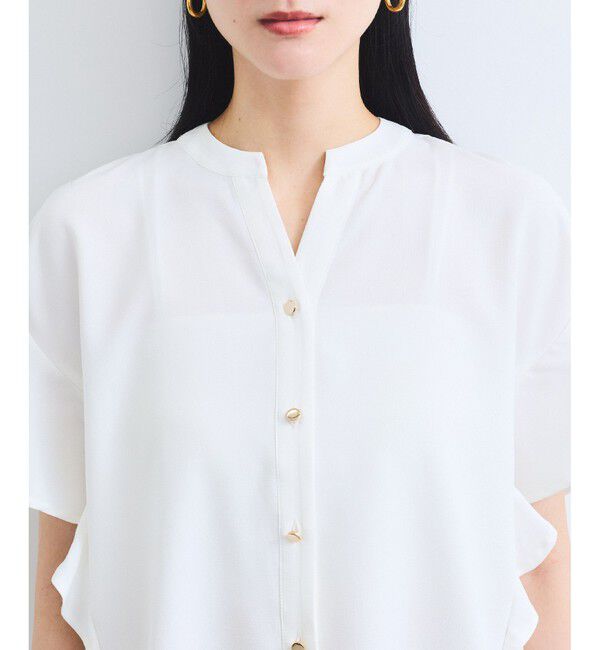 VIS「【WEB限定】フリルバンドカラースキッパーシャツ/通勤対応」|シャツ・ブラウス|