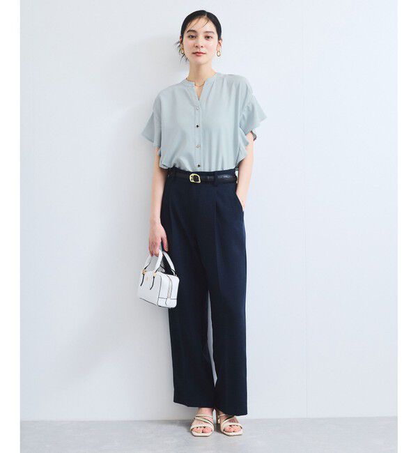 VIS「【WEB限定】フリルバンドカラースキッパーシャツ/通勤対応」|シャツ・ブラウス|