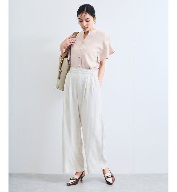 VIS「【WEB限定】フリルバンドカラースキッパーシャツ/通勤対応」|シャツ・ブラウス|