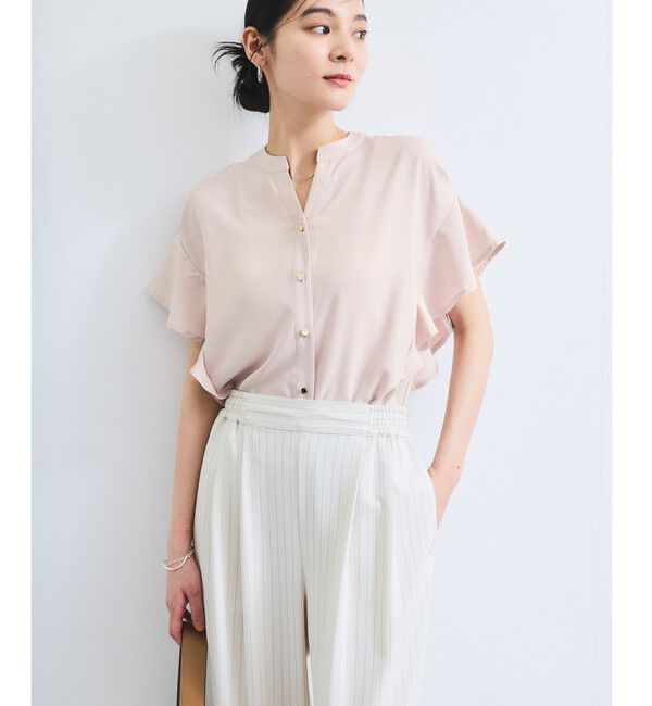 VIS「【WEB限定】フリルバンドカラースキッパーシャツ/通勤対応」|シャツ・ブラウス|