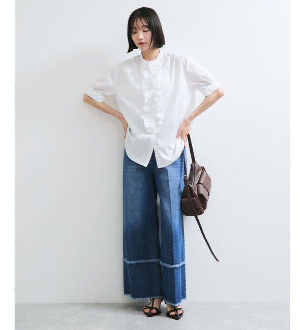 VIS「【WEB限定】フロントフリルディテール半袖ブラウス」|シャツ・ブラウス|