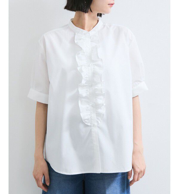 VIS「【WEB限定】フロントフリルディテール半袖ブラウス」|シャツ・ブラウス|