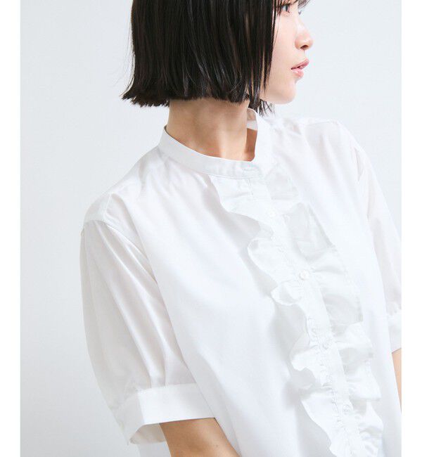 VIS「【WEB限定】フロントフリルディテール半袖ブラウス」|シャツ・ブラウス|
