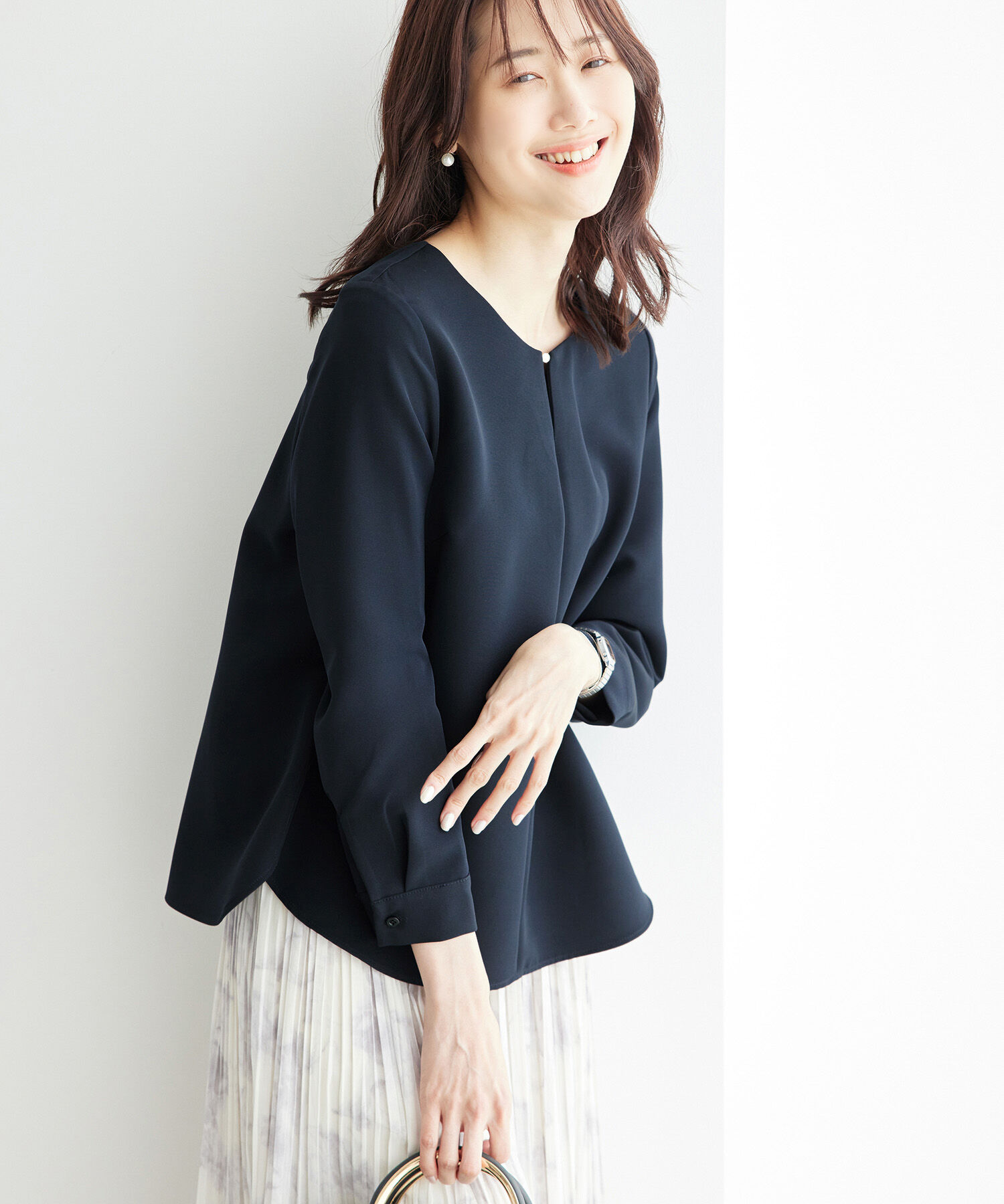 Rope&rsquo;Picnic「【360&deg;ウルトラストレッチ】セットアップ対応/フロントホックブラウス」|シャツ・ブラウス|