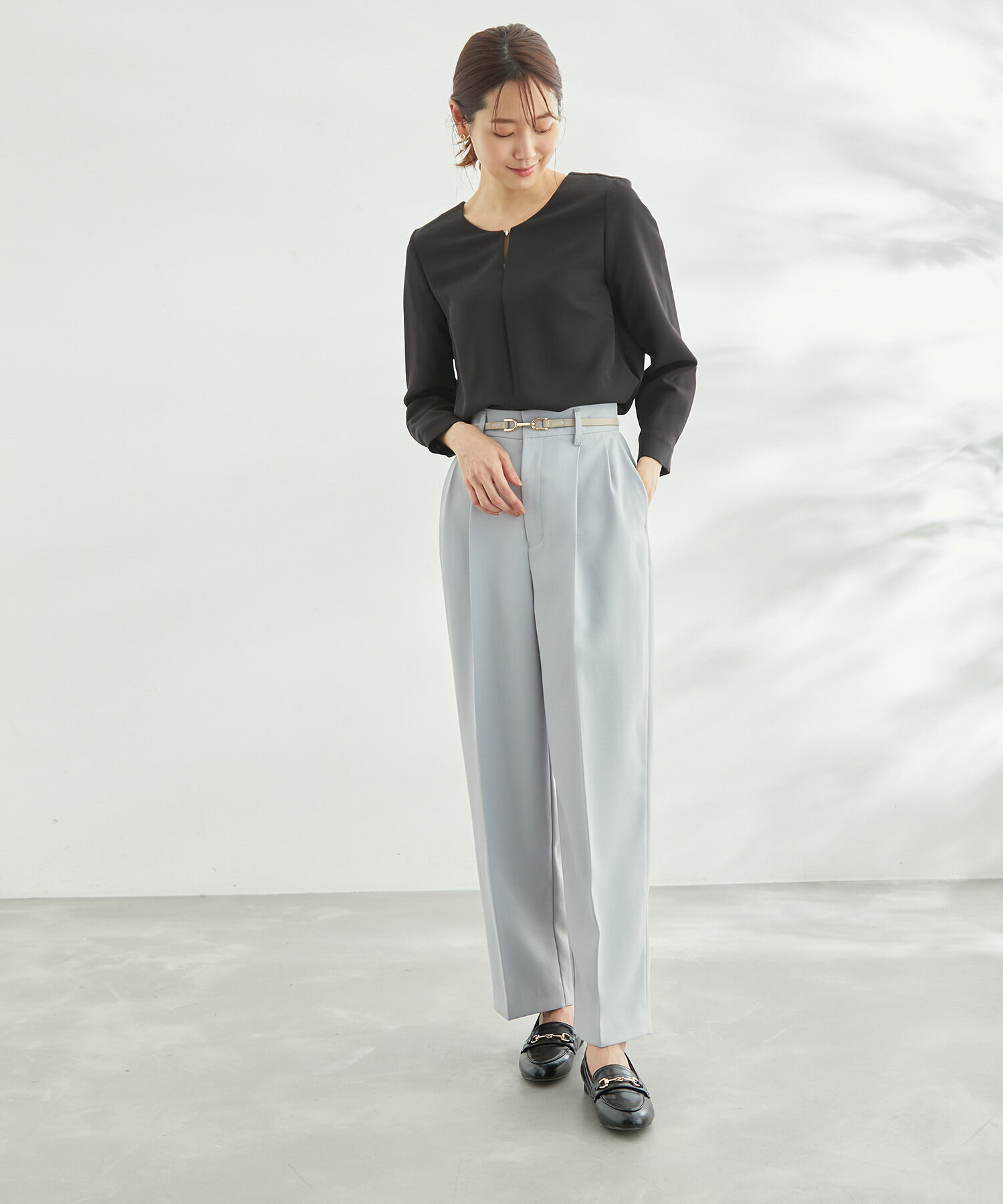 Rope&rsquo;Picnic「【360&deg;ウルトラストレッチ】セットアップ対応/フロントホックブラウス」|シャツ・ブラウス|