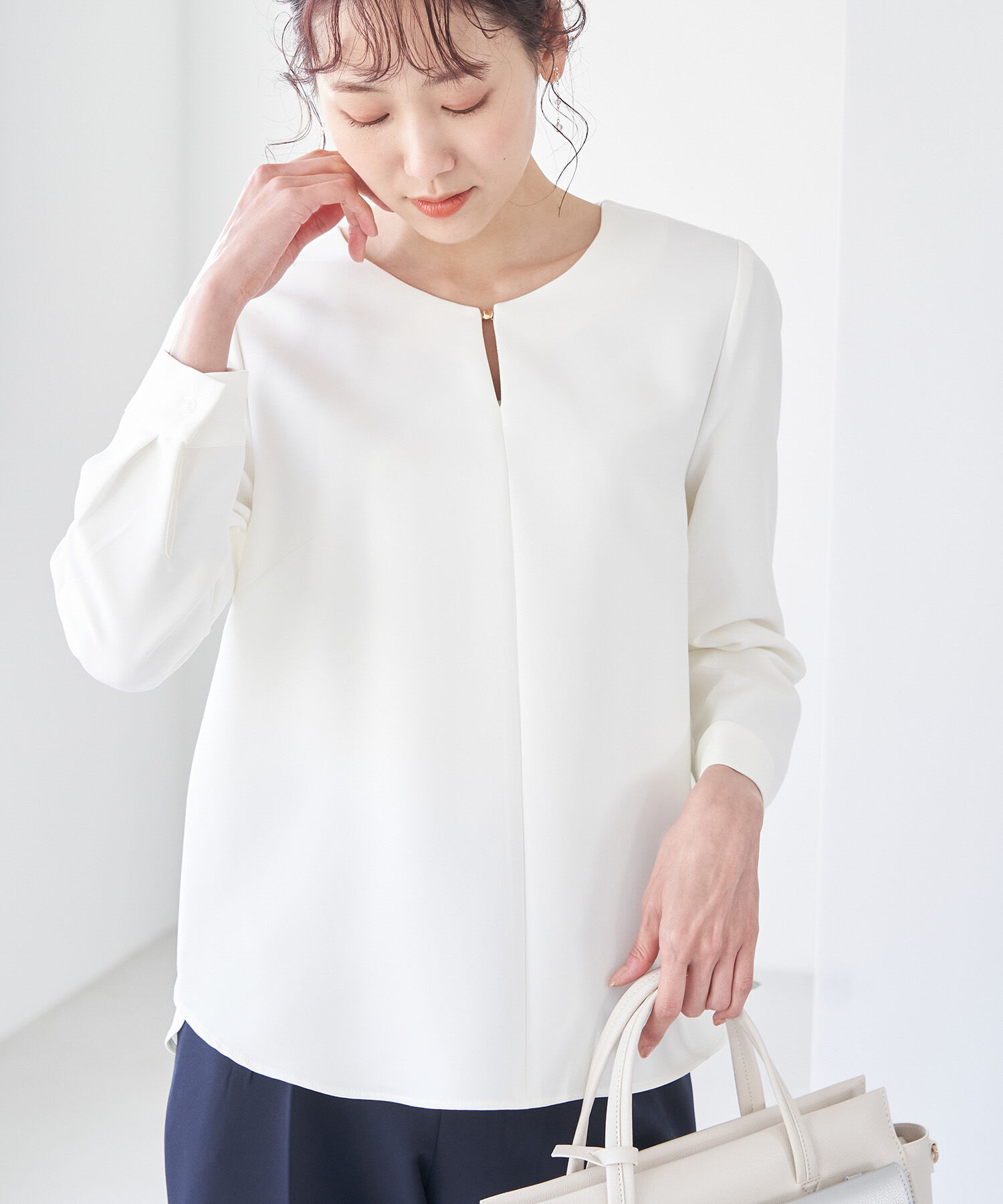 Rope&rsquo;Picnic「【360&deg;ウルトラストレッチ】セットアップ対応/フロントホックブラウス」|シャツ・ブラウス|