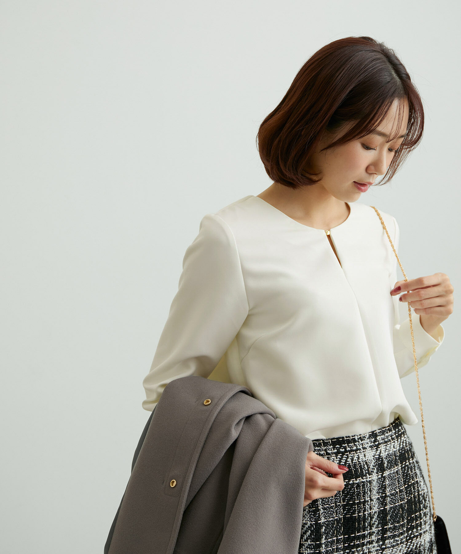 Rope&rsquo;Picnic「【360&deg;ウルトラストレッチ】セットアップ対応/フロントホックブラウス」|シャツ・ブラウス|