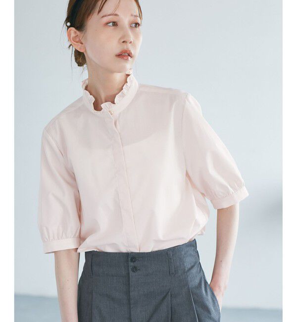 Rope&rsquo;Picnic「【花粉ガード・防シワ】ハーフスリーブフリルシャツ」|シャツ・ブラウス|