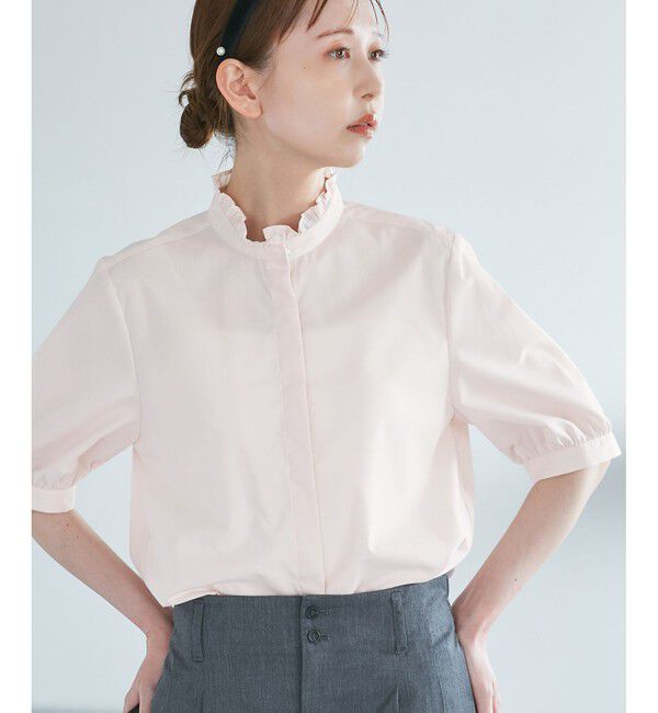 Rope&rsquo;Picnic「【花粉ガード・防シワ】ハーフスリーブフリルシャツ」|シャツ・ブラウス|