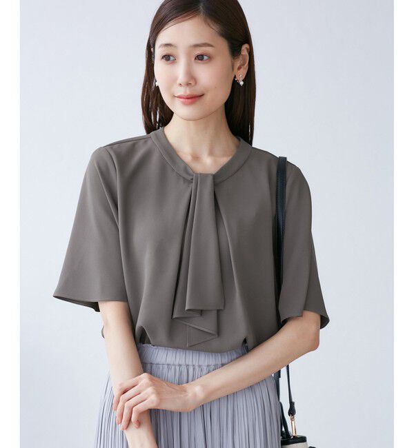 Rope&rsquo;Picnic「メタルパーツフロントフリルタイブラウス/通勤対応」|シャツ・ブラウス|