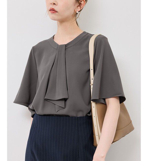 Rope&rsquo;Picnic「メタルパーツフロントフリルタイブラウス/通勤対応」|シャツ・ブラウス|