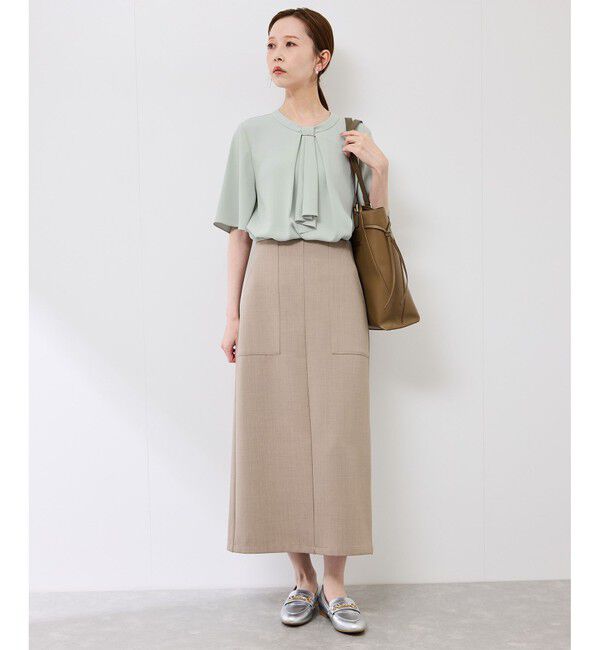 Rope&rsquo;Picnic「メタルパーツフロントフリルタイブラウス/通勤対応」|シャツ・ブラウス|