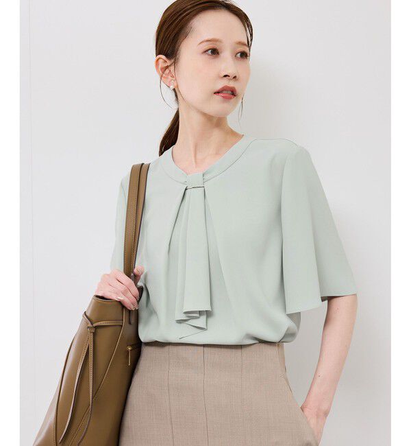 Rope&rsquo;Picnic「メタルパーツフロントフリルタイブラウス/通勤対応」|シャツ・ブラウス|