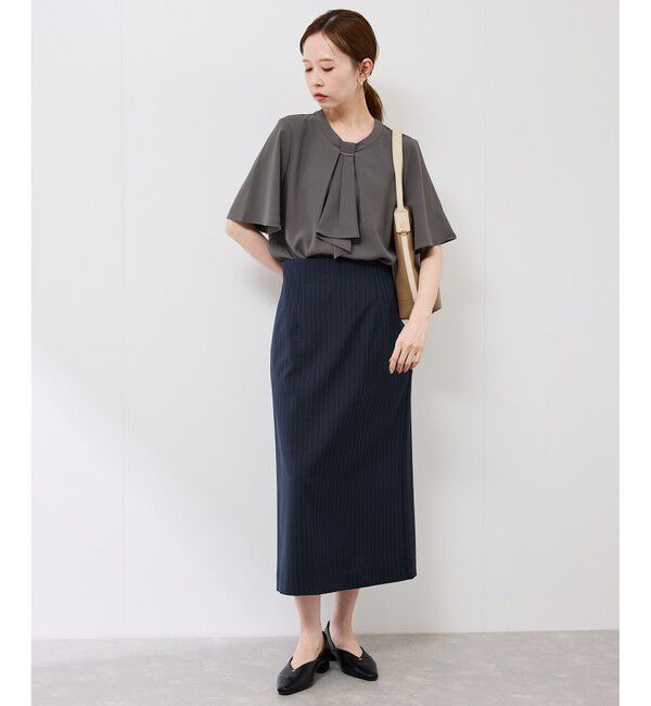 Rope&rsquo;Picnic「メタルパーツフロントフリルタイブラウス/通勤対応」|シャツ・ブラウス|