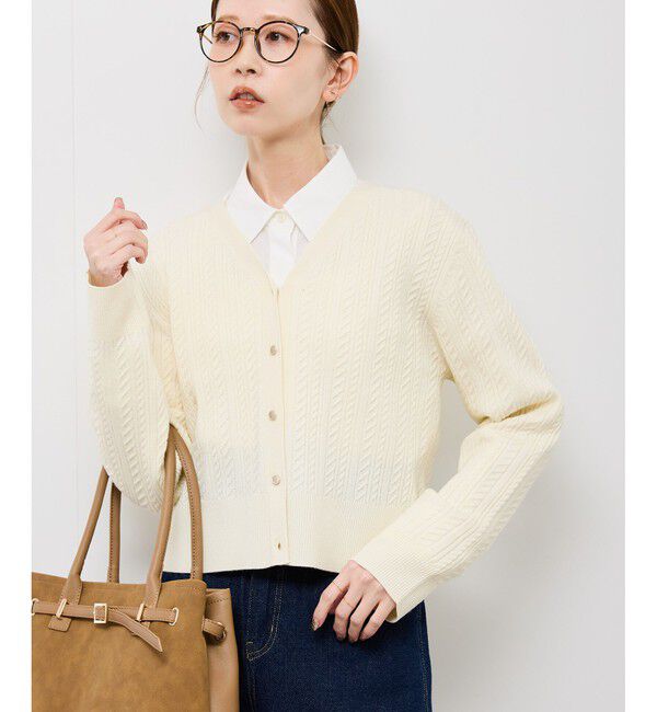 Rope&rsquo;Picnic「【アンチピリング・洗濯機OK】ミニケーブルカーディガン」|カーディガン|