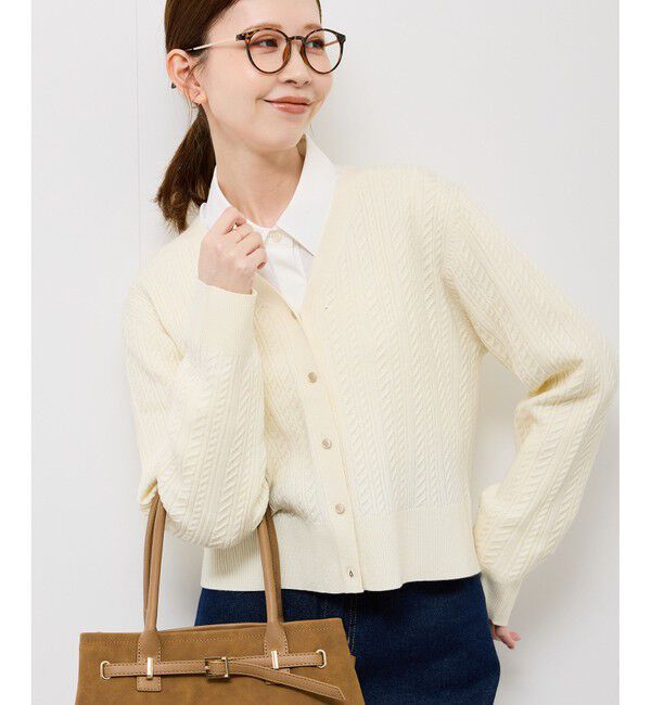 Rope&rsquo;Picnic「【アンチピリング・洗濯機OK】ミニケーブルカーディガン」|カーディガン|