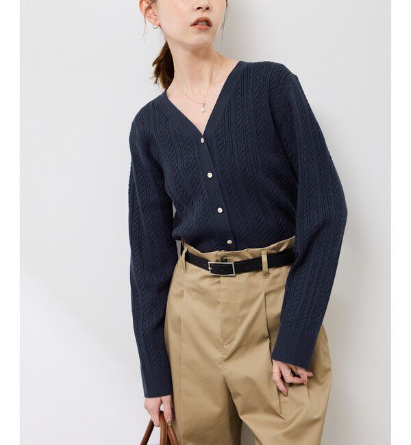 Rope&rsquo;Picnic「【アンチピリング・洗濯機OK】ミニケーブルカーディガン」|カーディガン|