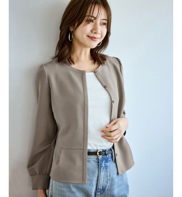 Rope&rsquo;Picnic「【WEB限定】360&deg;ウルトラストレッチ 羽織れるペプラムブラウス/ 花粉ガード・セットアップ対応」|シャツ・ブラウス|