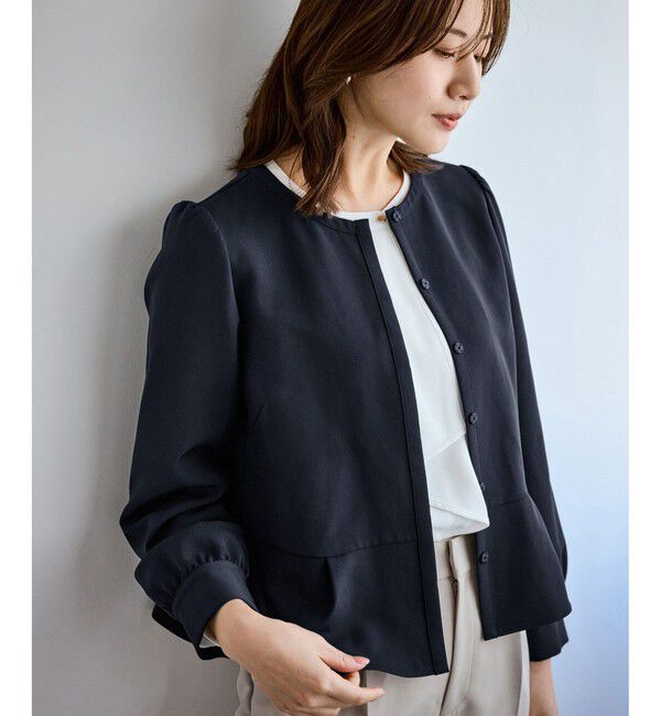 Rope&rsquo;Picnic「【WEB限定】360&deg;ウルトラストレッチ 羽織れるペプラムブラウス/ 花粉ガード・セットアップ対応」|シャツ・ブラウス|