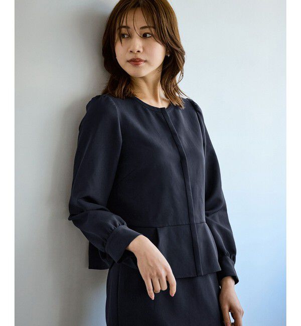 Rope&rsquo;Picnic「【WEB限定】360&deg;ウルトラストレッチ 羽織れるペプラムブラウス/ 花粉ガード・セットアップ対応」|シャツ・ブラウス|
