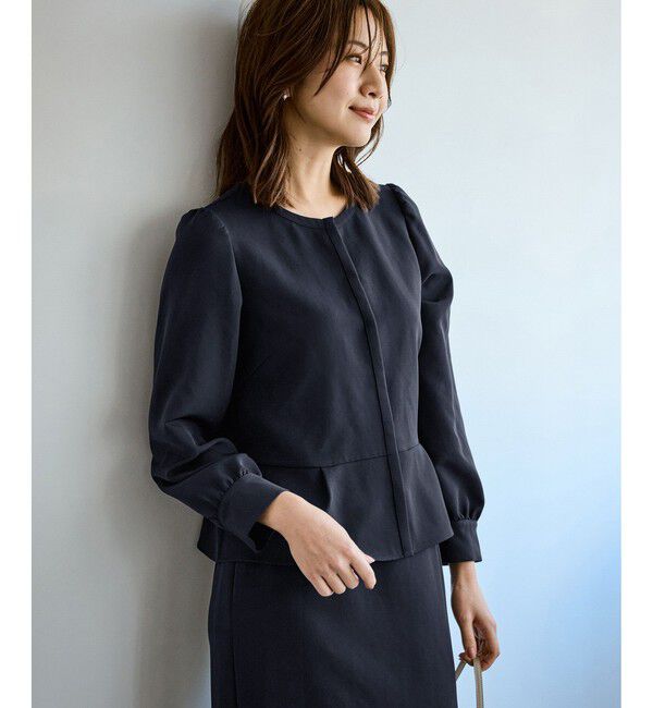 Rope&rsquo;Picnic「【WEB限定】360&deg;ウルトラストレッチ 羽織れるペプラムブラウス/ 花粉ガード・セットアップ対応」|シャツ・ブラウス|