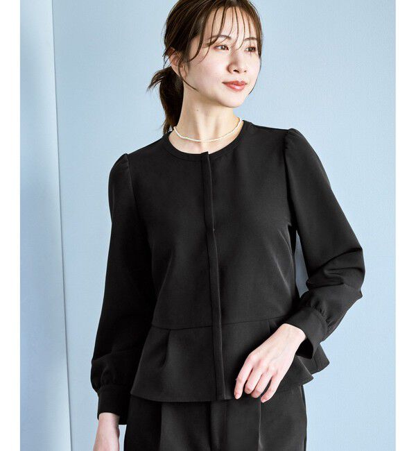 Rope&rsquo;Picnic「【WEB限定】360&deg;ウルトラストレッチ 羽織れるペプラムブラウス/ 花粉ガード・セットアップ対応」|シャツ・ブラウス|