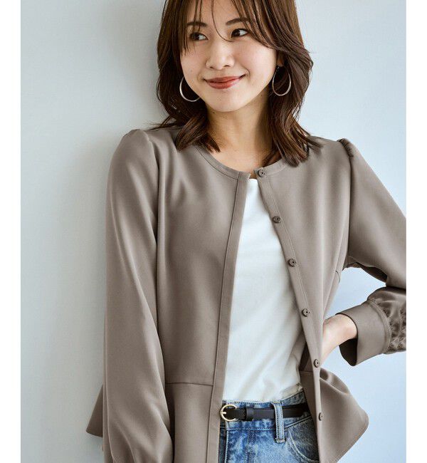 Rope&rsquo;Picnic「【WEB限定】360&deg;ウルトラストレッチ 羽織れるペプラムブラウス/ 花粉ガード・セットアップ対応」|シャツ・ブラウス|