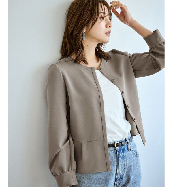 Rope&rsquo;Picnic「【WEB限定】360&deg;ウルトラストレッチ 羽織れるペプラムブラウス/ 花粉ガード・セットアップ対応」|シャツ・ブラウス|