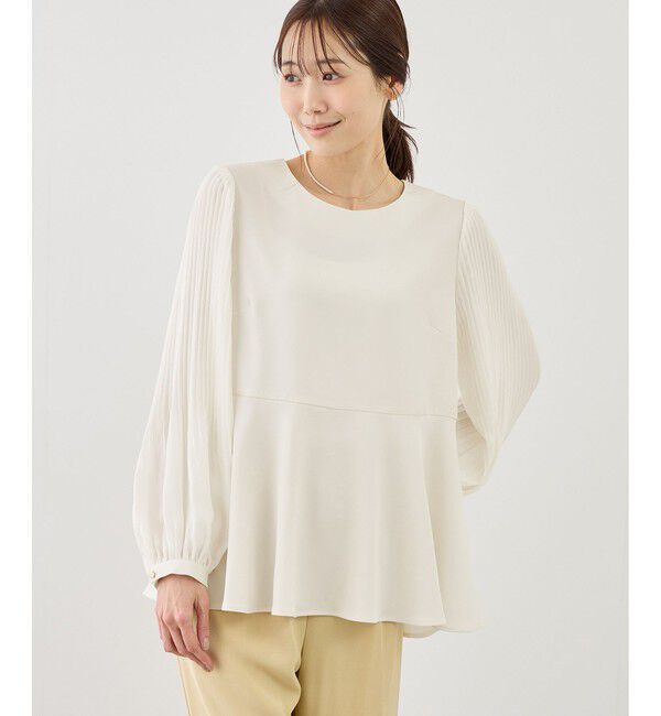 Rope&rsquo;Picnic「袖プリーツフレアブラウス」|シャツ・ブラウス|ホワイト(10)