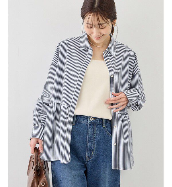 Rope&rsquo;Picnic「ペプラムシャツブラウス/UVカット・防シワ」|シャツ・ブラウス|