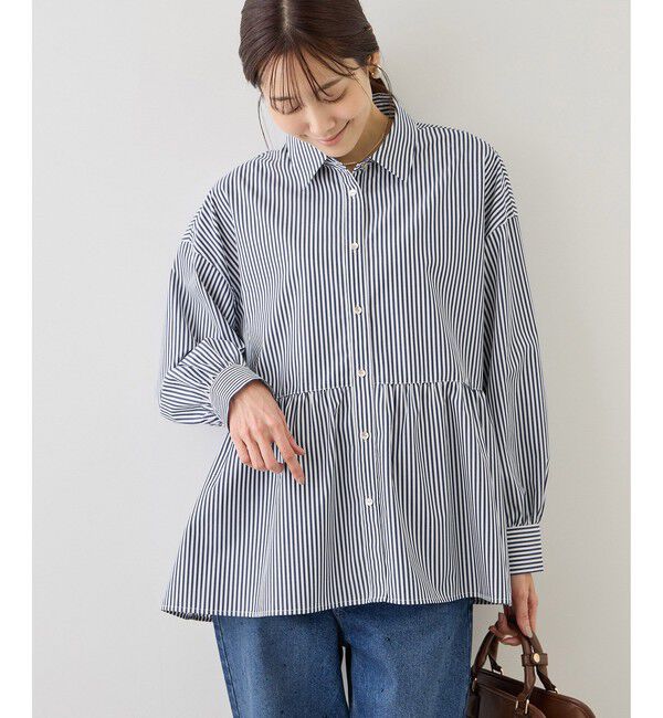 Rope&rsquo;Picnic「ペプラムシャツブラウス/UVカット・防シワ」|シャツ・ブラウス|
