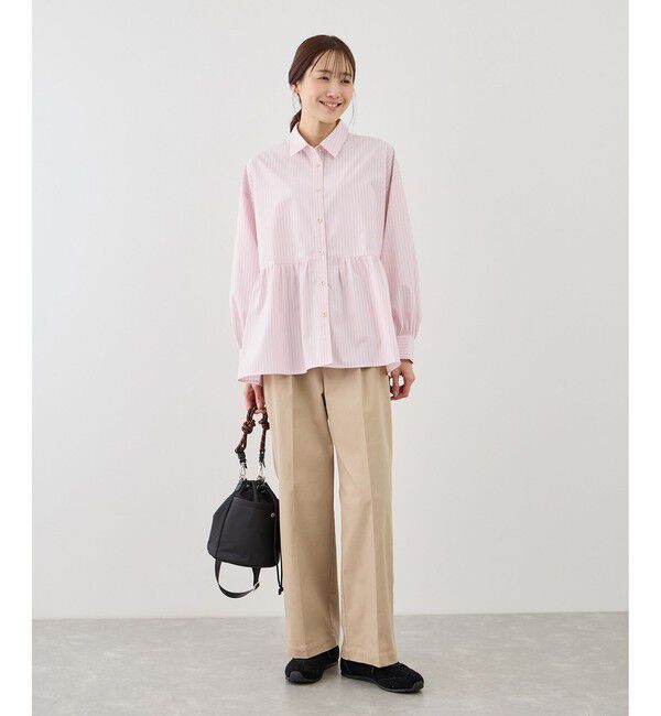 Rope&rsquo;Picnic「ペプラムシャツブラウス/UVカット・防シワ」|シャツ・ブラウス|