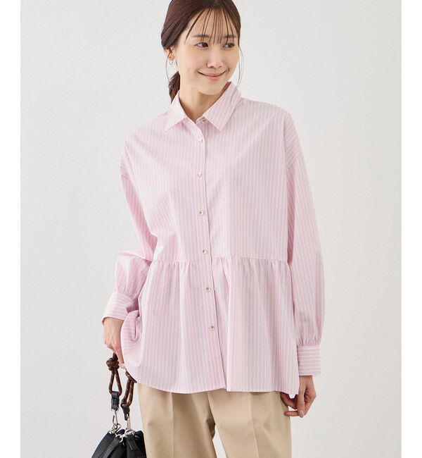 Rope&rsquo;Picnic「ペプラムシャツブラウス/UVカット・防シワ」|シャツ・ブラウス|