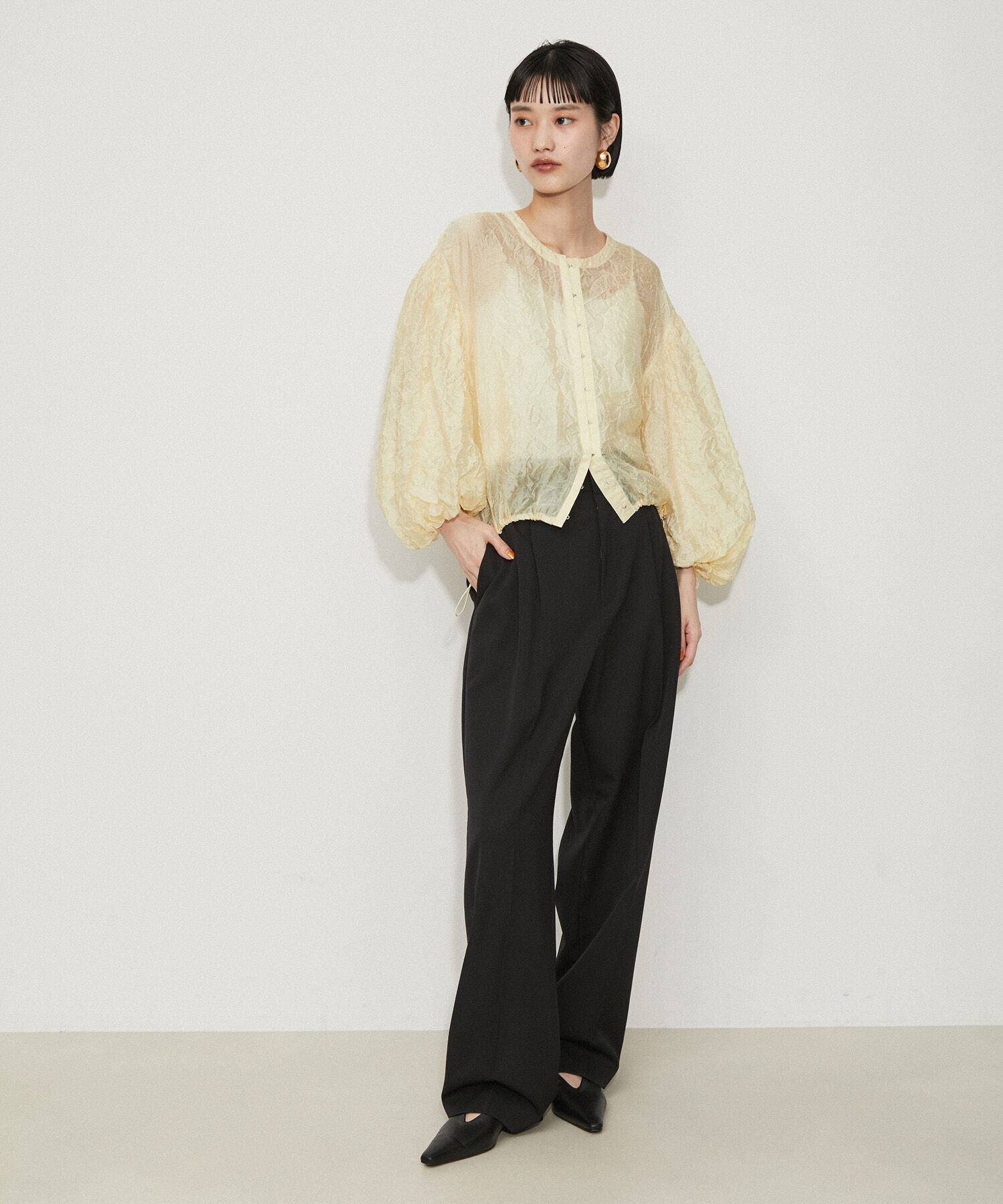 ADAM ET ROPE'「シアーホックブラウス」|シャツ・ブラウス|