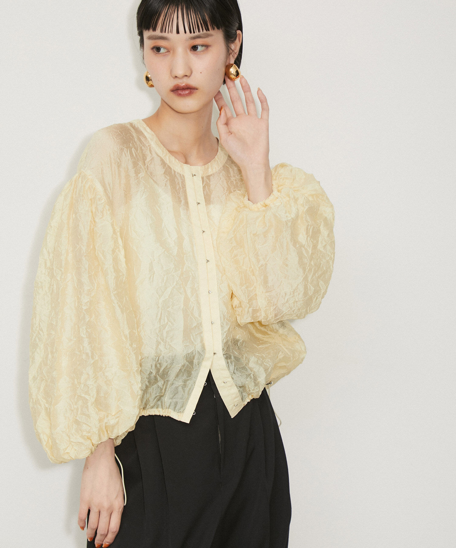 ADAM ET ROPE'「シアーホックブラウス」|シャツ・ブラウス|