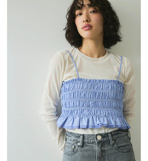 ADAM ET ROPE'「【WEB限定】シャーリングビスチェセットシャツ」|シャツ・ブラウス|