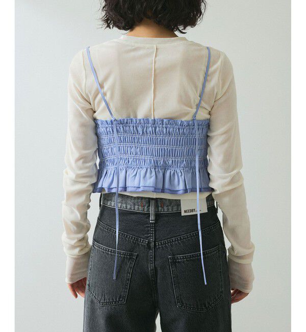 ADAM ET ROPE'「【WEB限定】シャーリングビスチェセットシャツ」|シャツ・ブラウス|