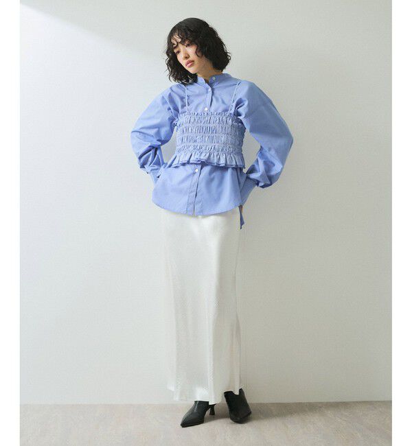 ADAM ET ROPE'「【WEB限定】シャーリングビスチェセットシャツ」|シャツ・ブラウス|