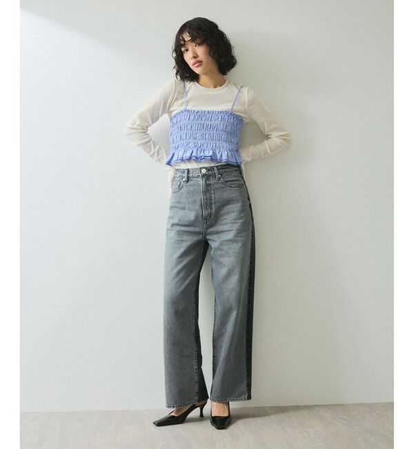 ADAM ET ROPE'「【WEB限定】シャーリングビスチェセットシャツ」|シャツ・ブラウス|