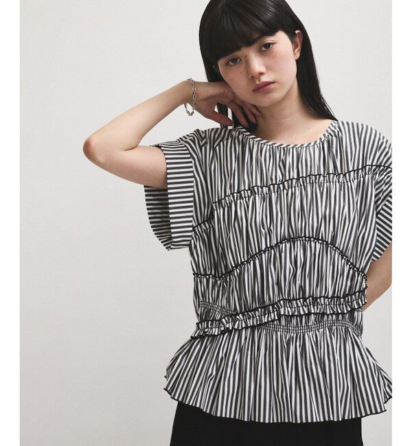 ADAM ET ROPE'「【WEB限定】ランダムギャザリングブラウス」|シャツ・ブラウス|